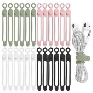 24pc Silicone Cable Ties Reusable Cord Organizer Multicolor